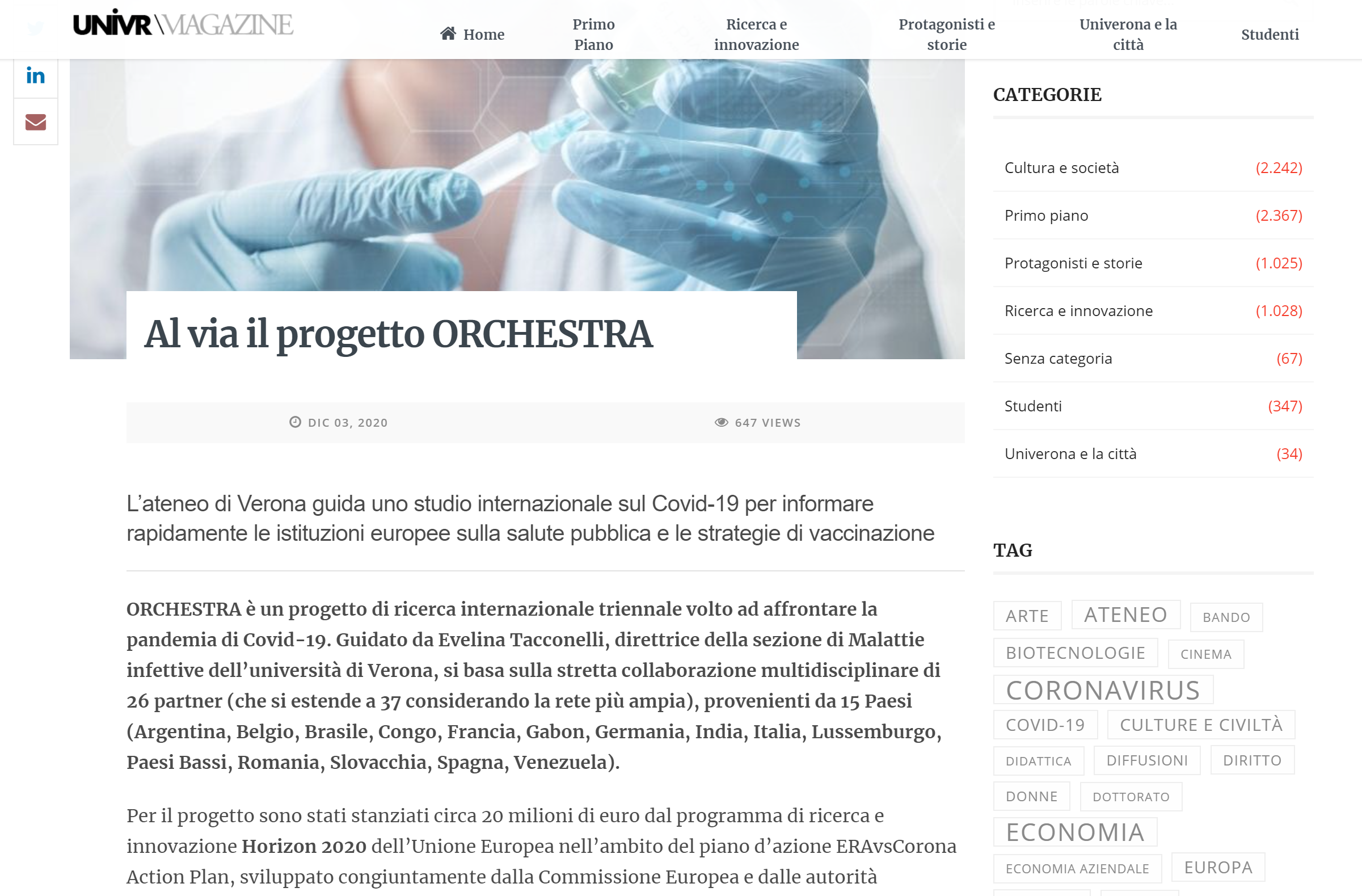 Al via il progetto ORCHESTRA