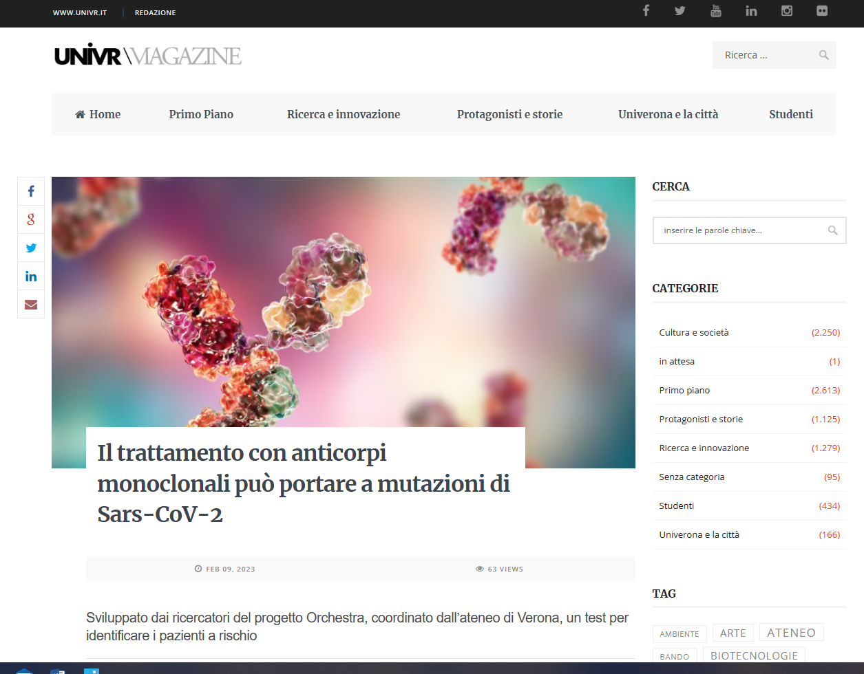 Il trattamento con anticorpi monoclonali può portare a mutazioni di Sars-CoV-2