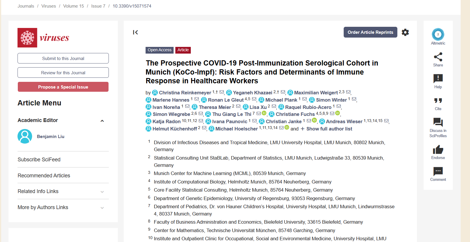 The Prospective COVID-19 Post-Immunization Serological Cohort in Munich (KoCo-Impf): Risk Factors and Determinants of Immune Response in Healthcare Workers